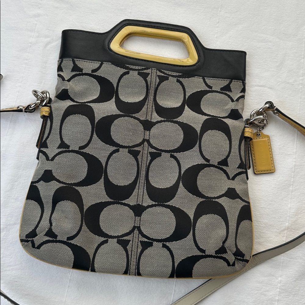 Coach Black and Tan Signature Crossbody Bag